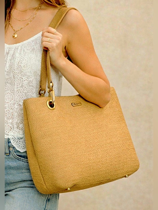 Eric Javits Handbags - ERIC JAVITS Raffia Bucket Bag Neutral Straw Shoulder Tote